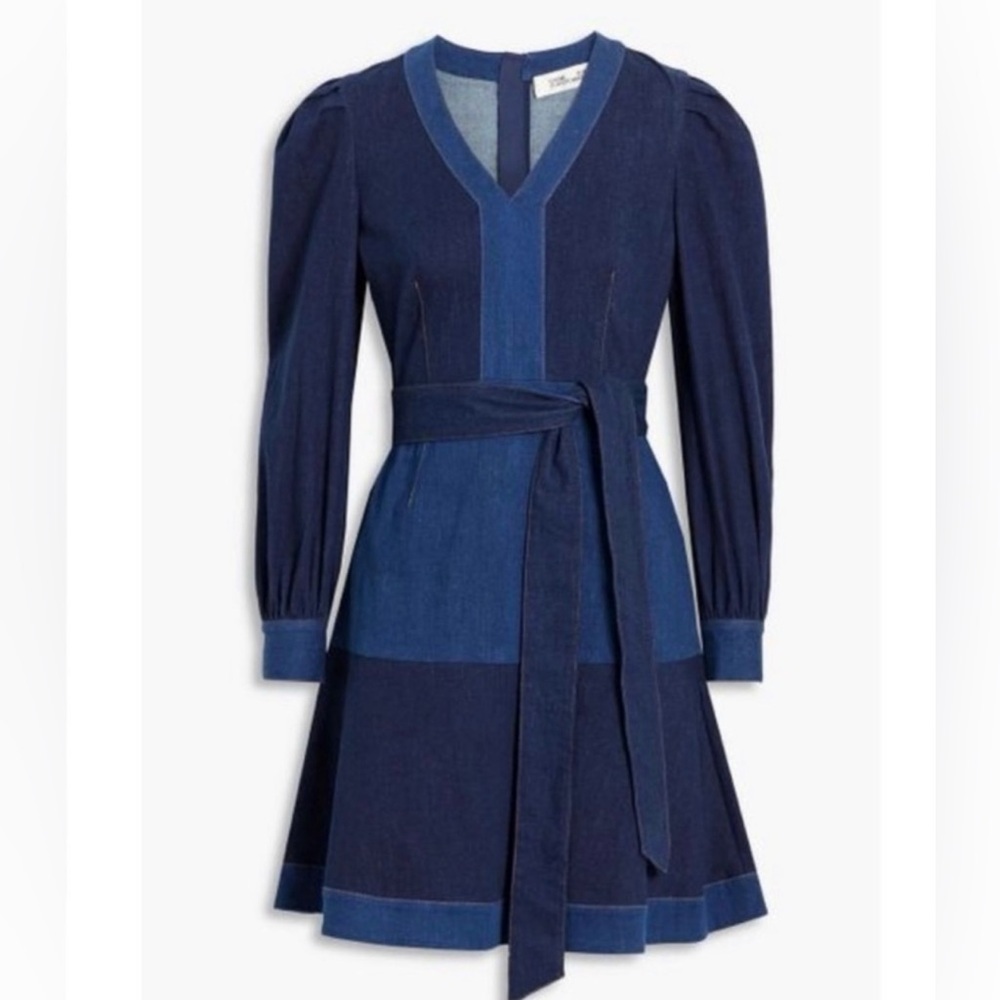 New Dvf Diane Von Furstenberg Santiago Denim Mini Dress Size Medium